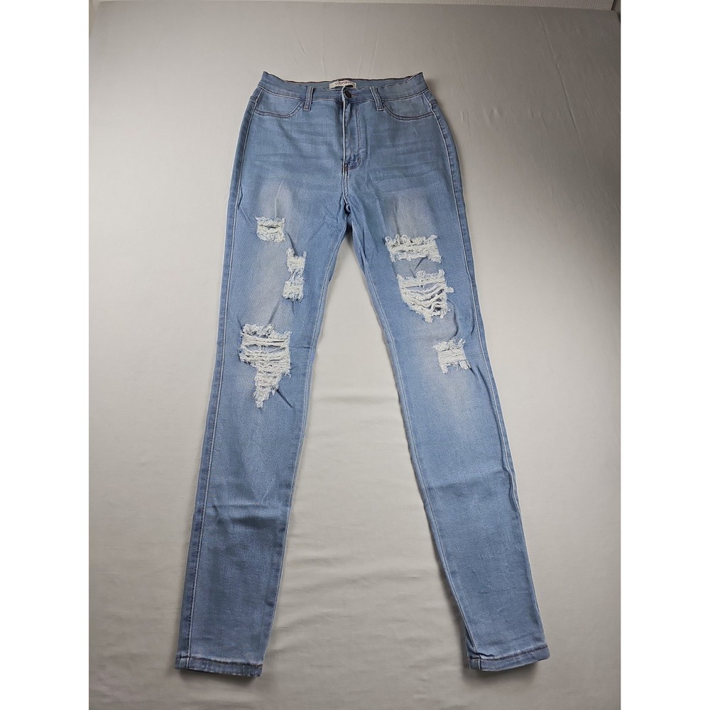 Vibrant MIU Jeans Women's Size 11 Blue Distressed Skinny Stretch Denim W29